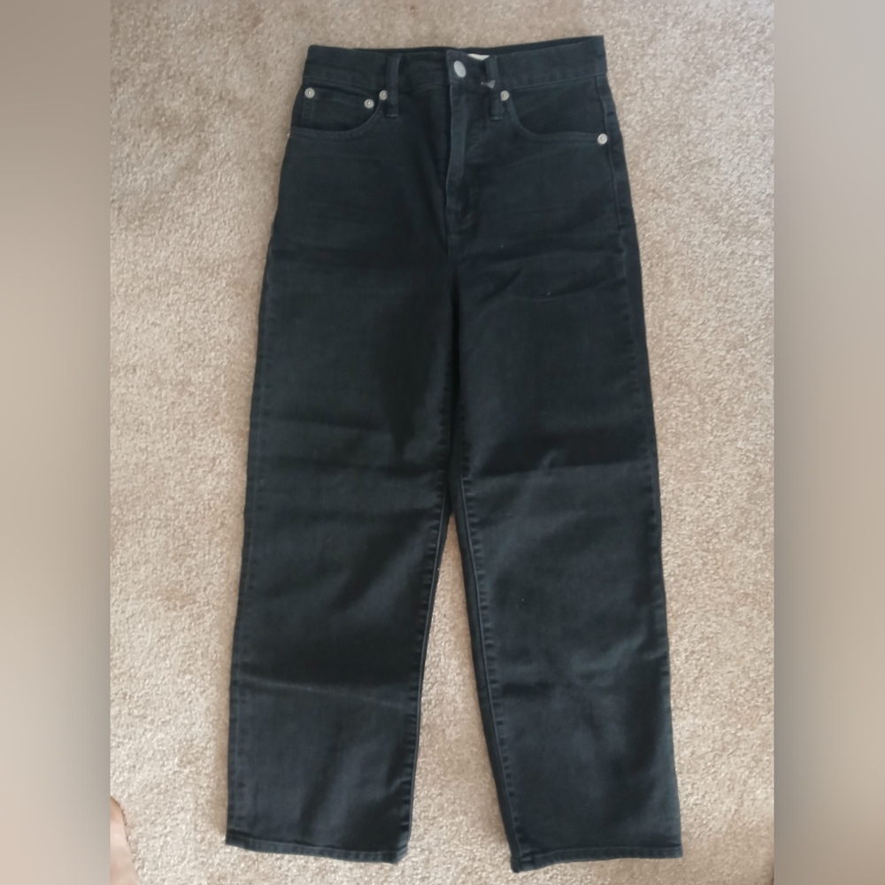 Madewell Black Highrise Slim Wide-Leg Crop Pants